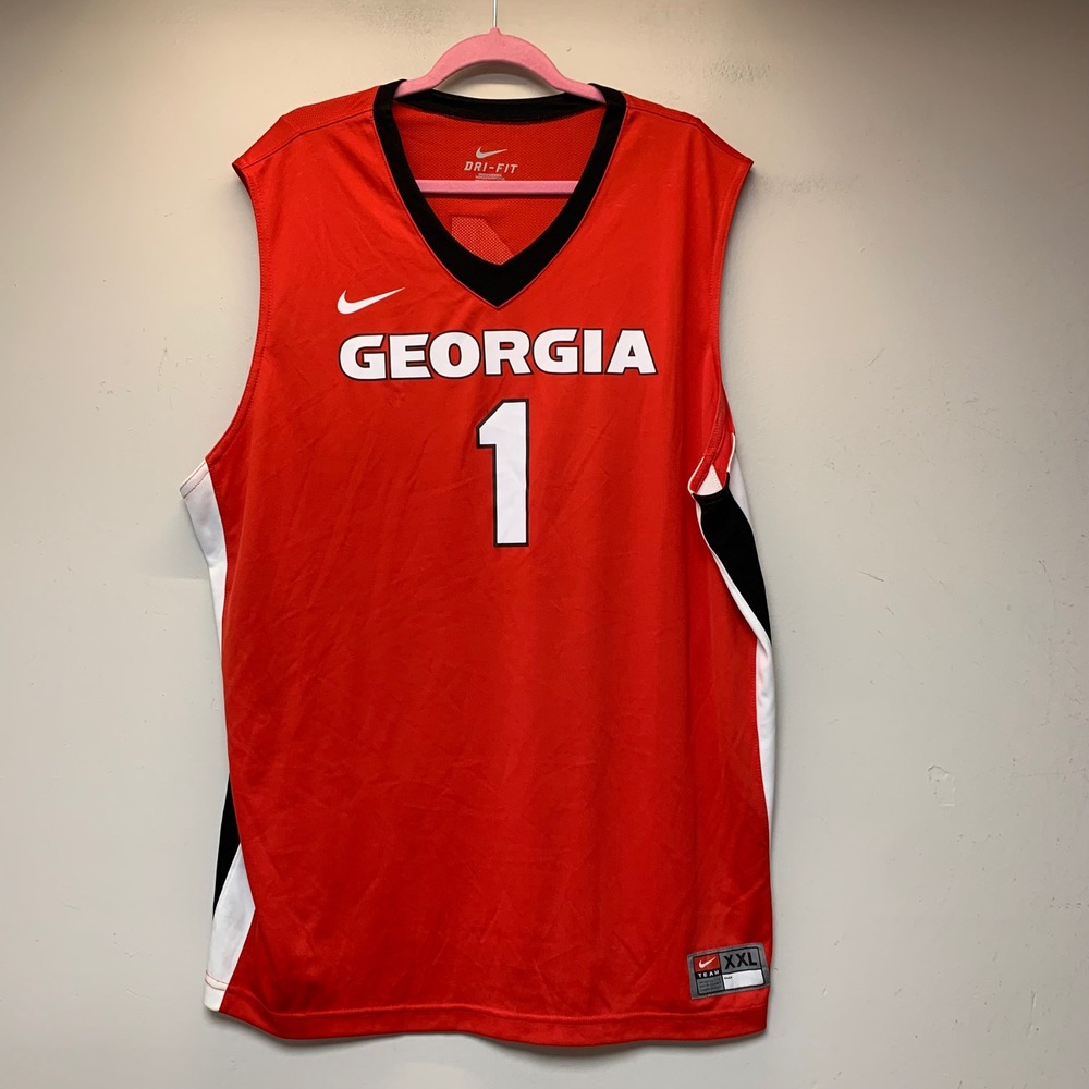 Nike Georgia Bulldogs Basketball Jersey Mens XXL Red Excellent #1 Dri-FIT